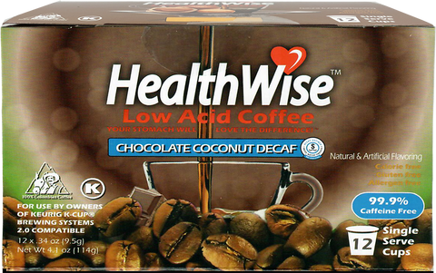 Chocolate Coconut Low Acid Keurig K-Cups - Decaf - HealthWise Coffee